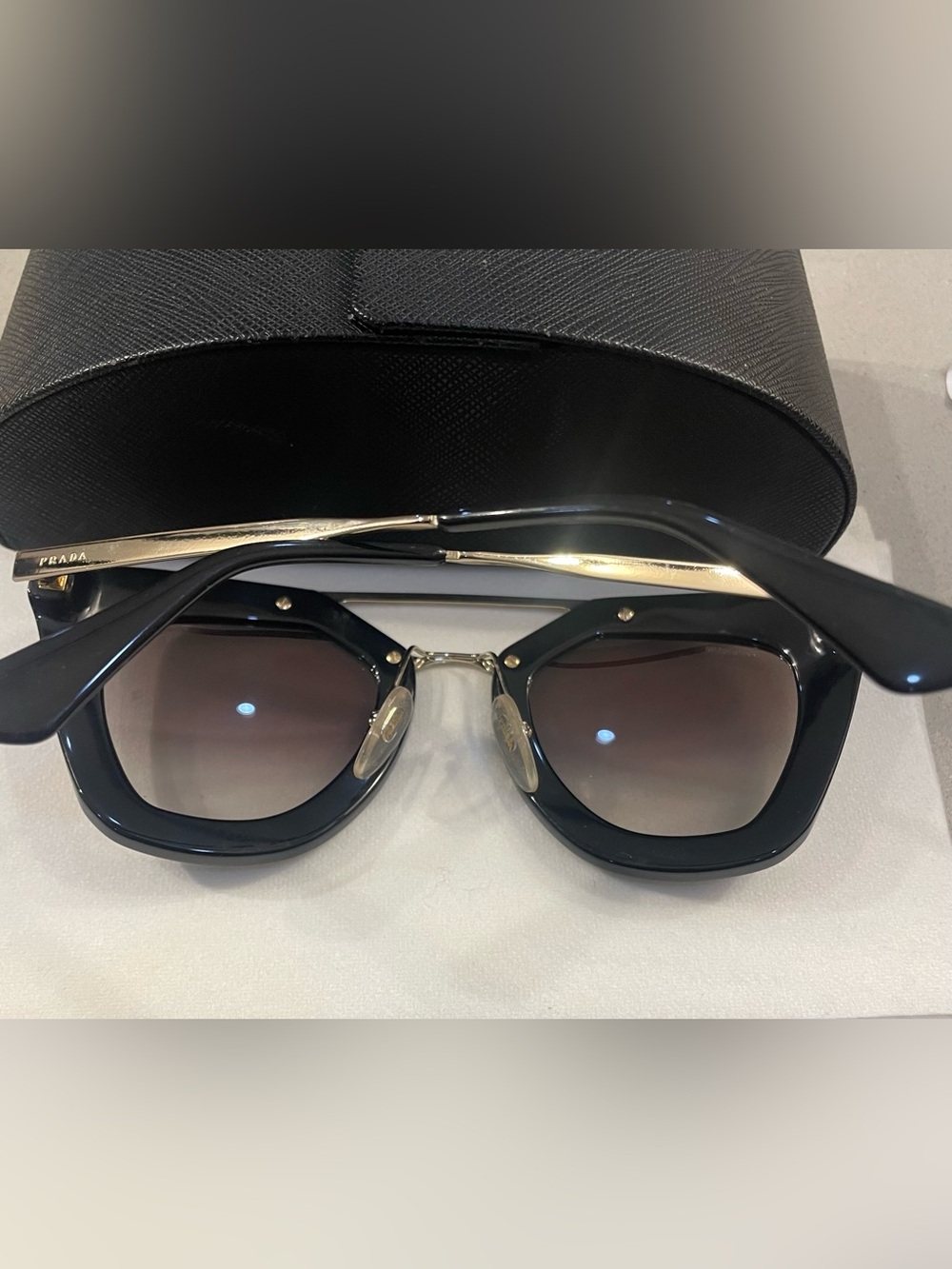 Prada Black Sunglasses with Gold Bridge - Picture 6 of 6